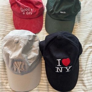 Red and Green Baseball Caps Set